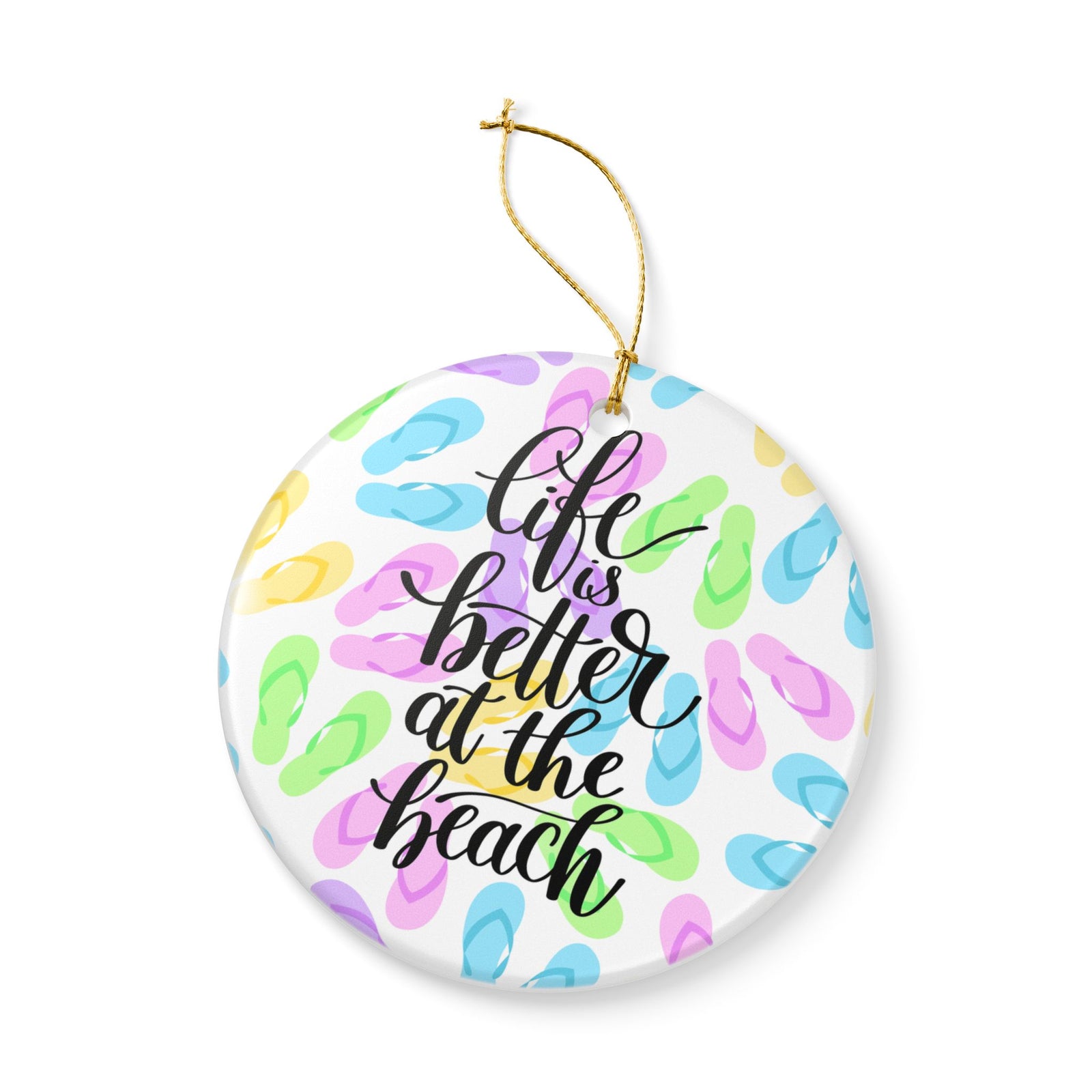 Beach Life Ceramic Ornament - Coastal Holiday Decoration