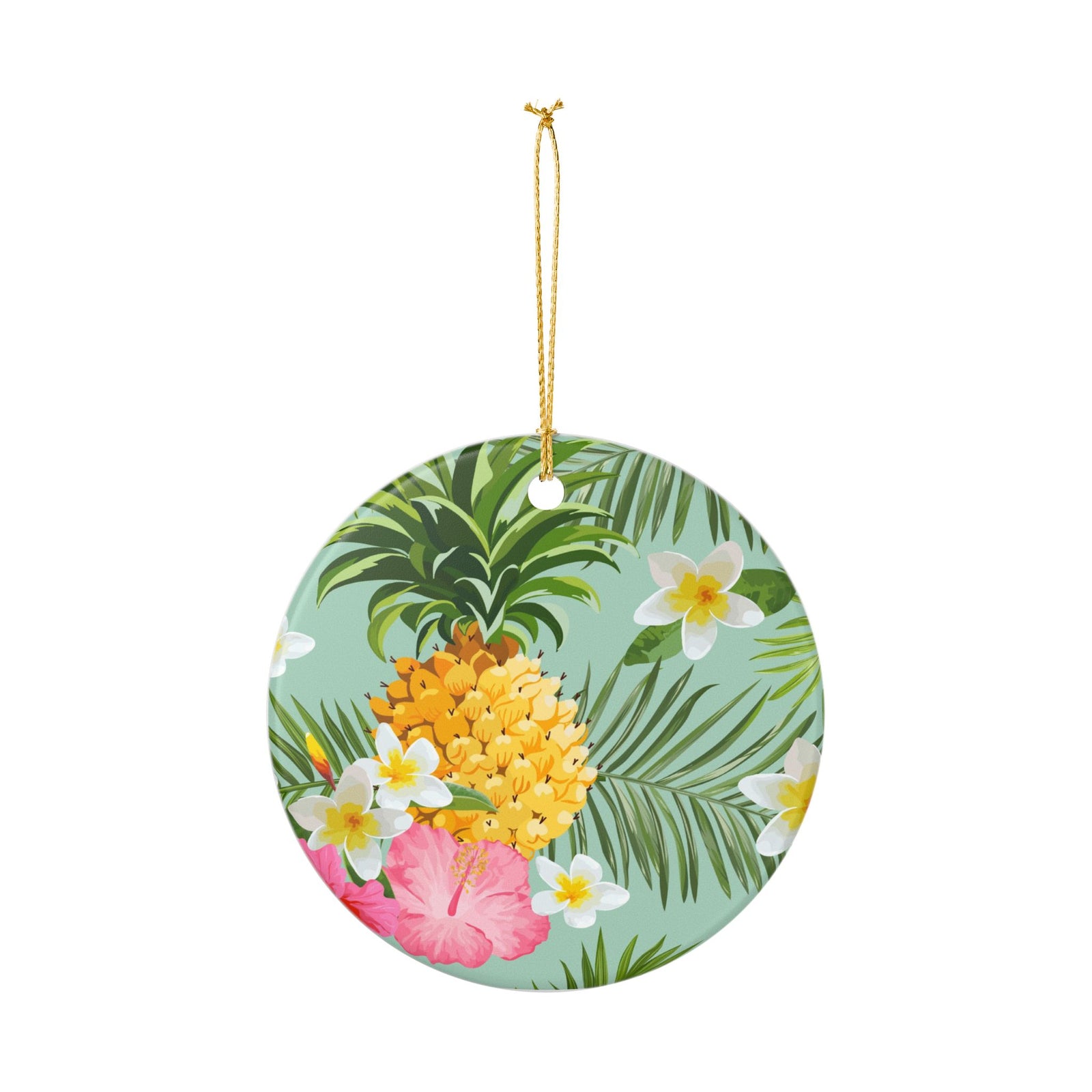 Tropical Pineapple Ceramic Ornament - Coastal Holiday Decoration