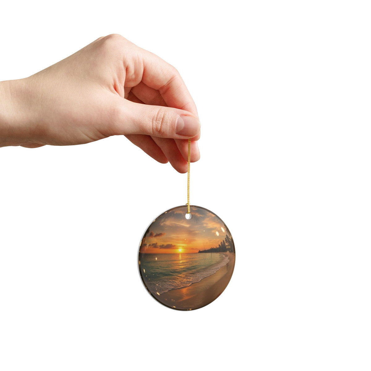 Beach Globe Ceramic Ornament - Coastal Holiday Decoration
