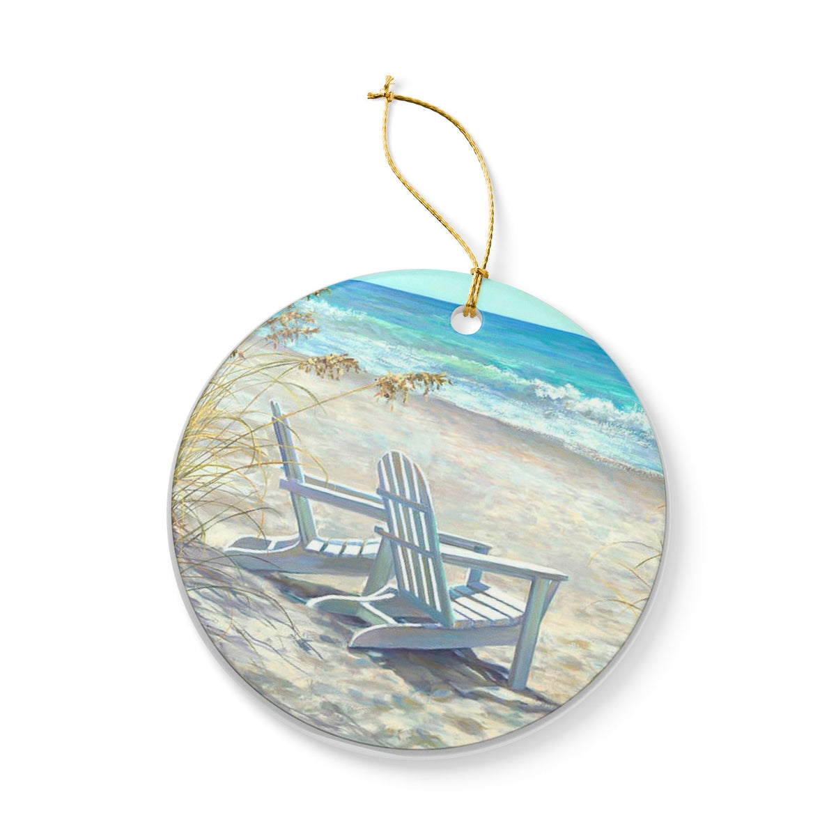 Beach Life Ceramic Ornament - Coastal Holiday Decoration