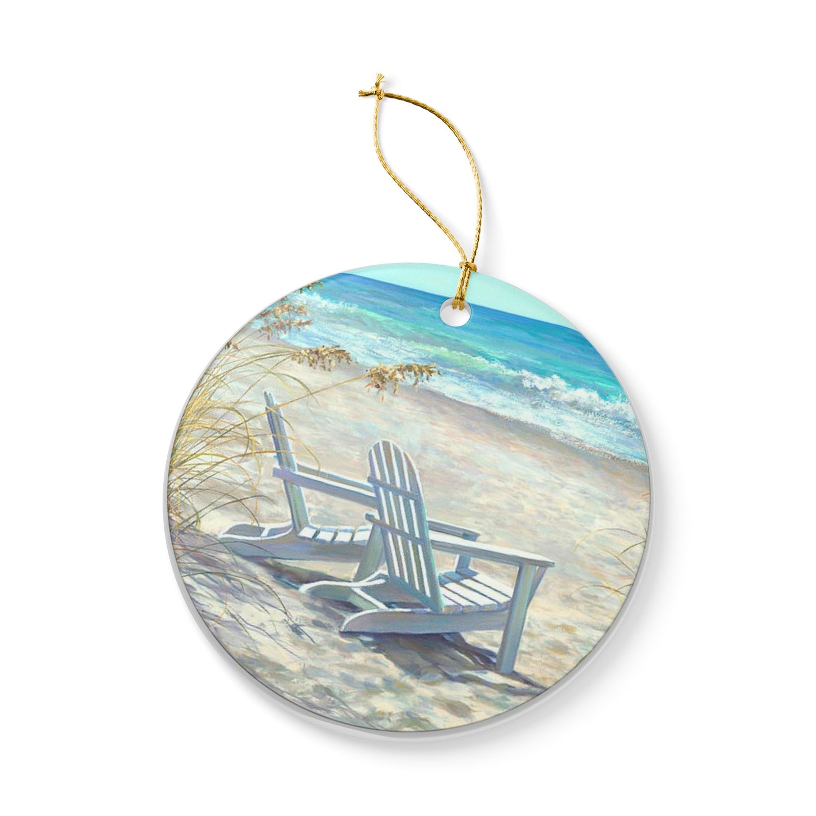 Beach Life Ceramic Ornament - Coastal Holiday Decoration