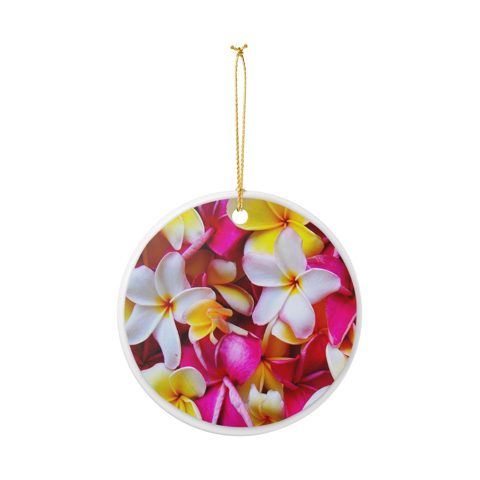 Floral Harmony in Pink and Yellow Ceramic Ornament - Coastal Decoration