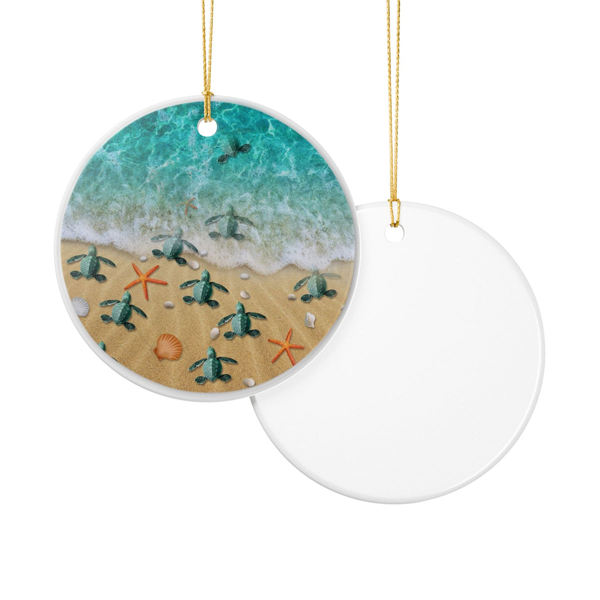 Turtle Journey Ceramic Ornament - Coastal Decoration