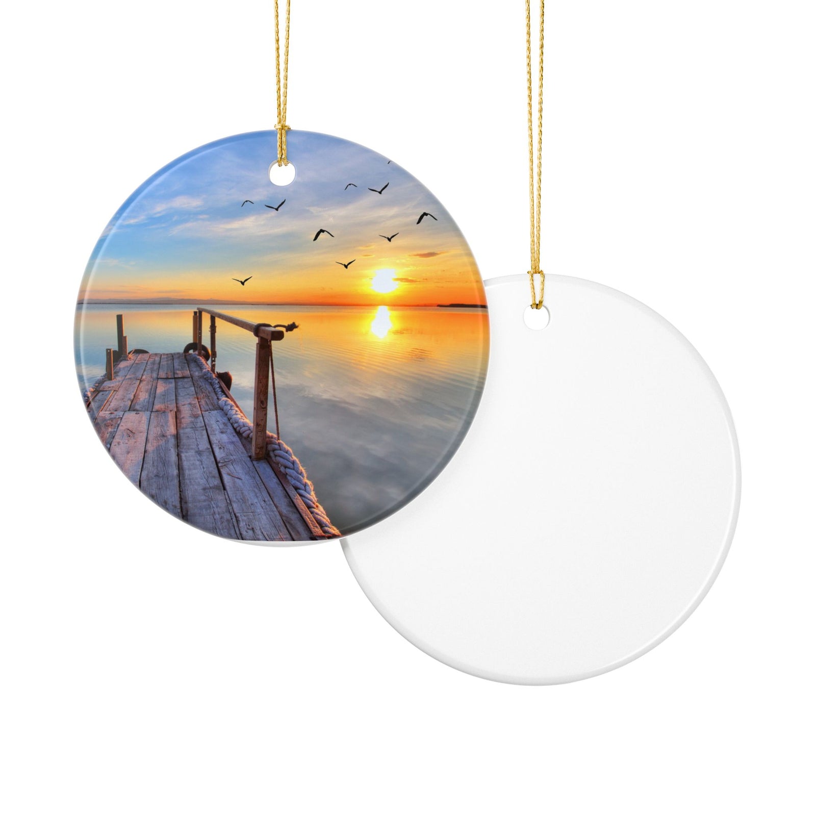 Sunrise Jetty Ceramic Ornament - Coastal Holiday Decoration