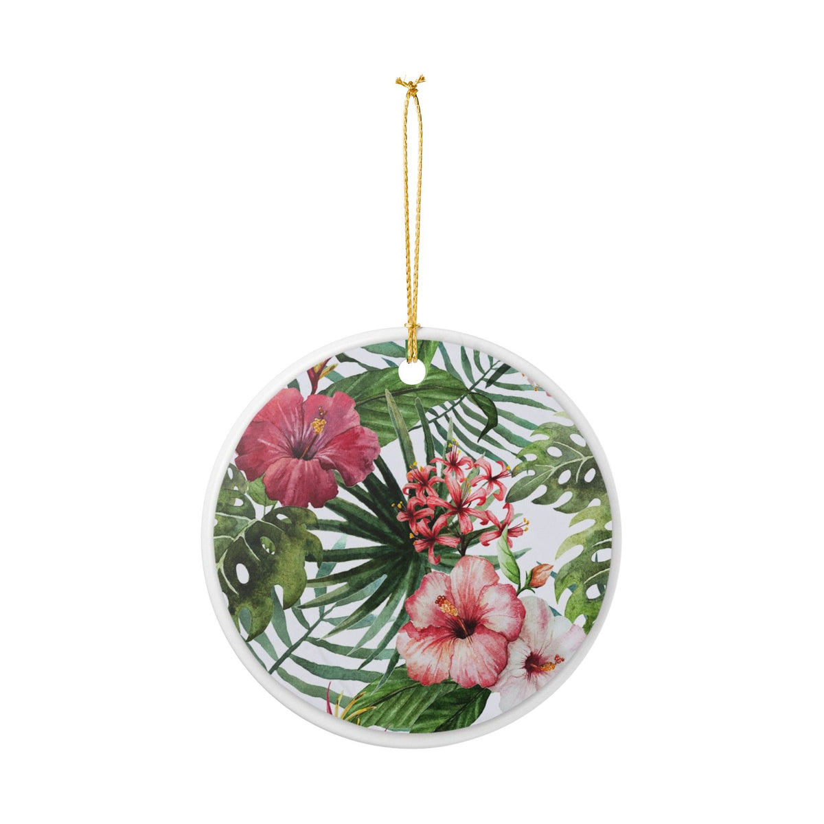Tropical Bloom Ceramic Ornament - Coastal Decoration