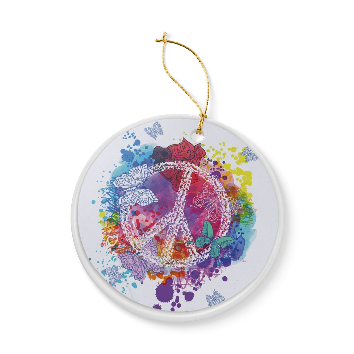 Peace Butterfly Ceramic Ornament - Coastal Holiday Decoration