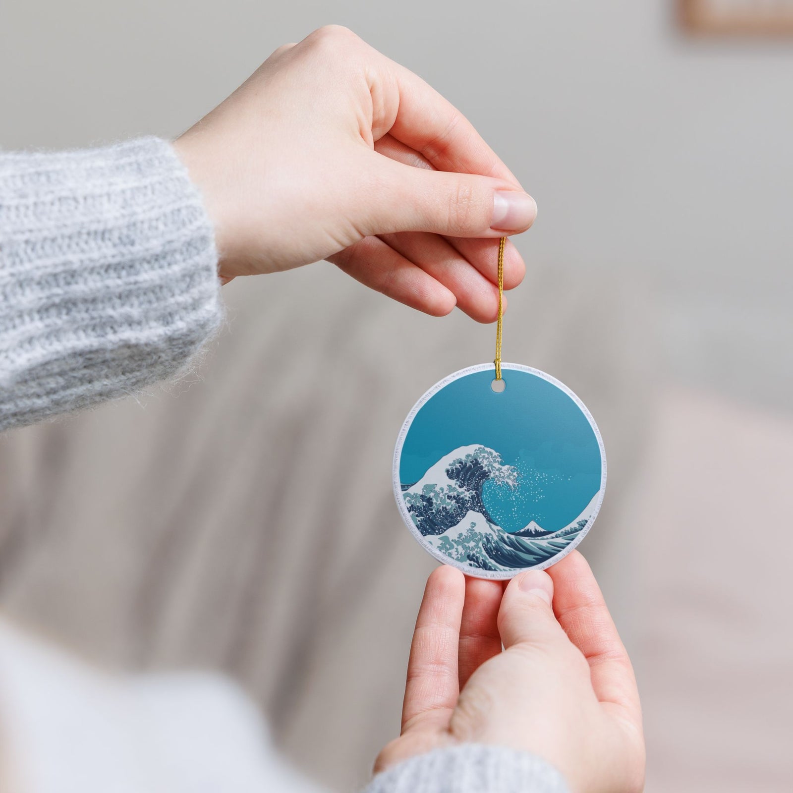 Great Wave Ceramic Ornament - Coastal Decoration