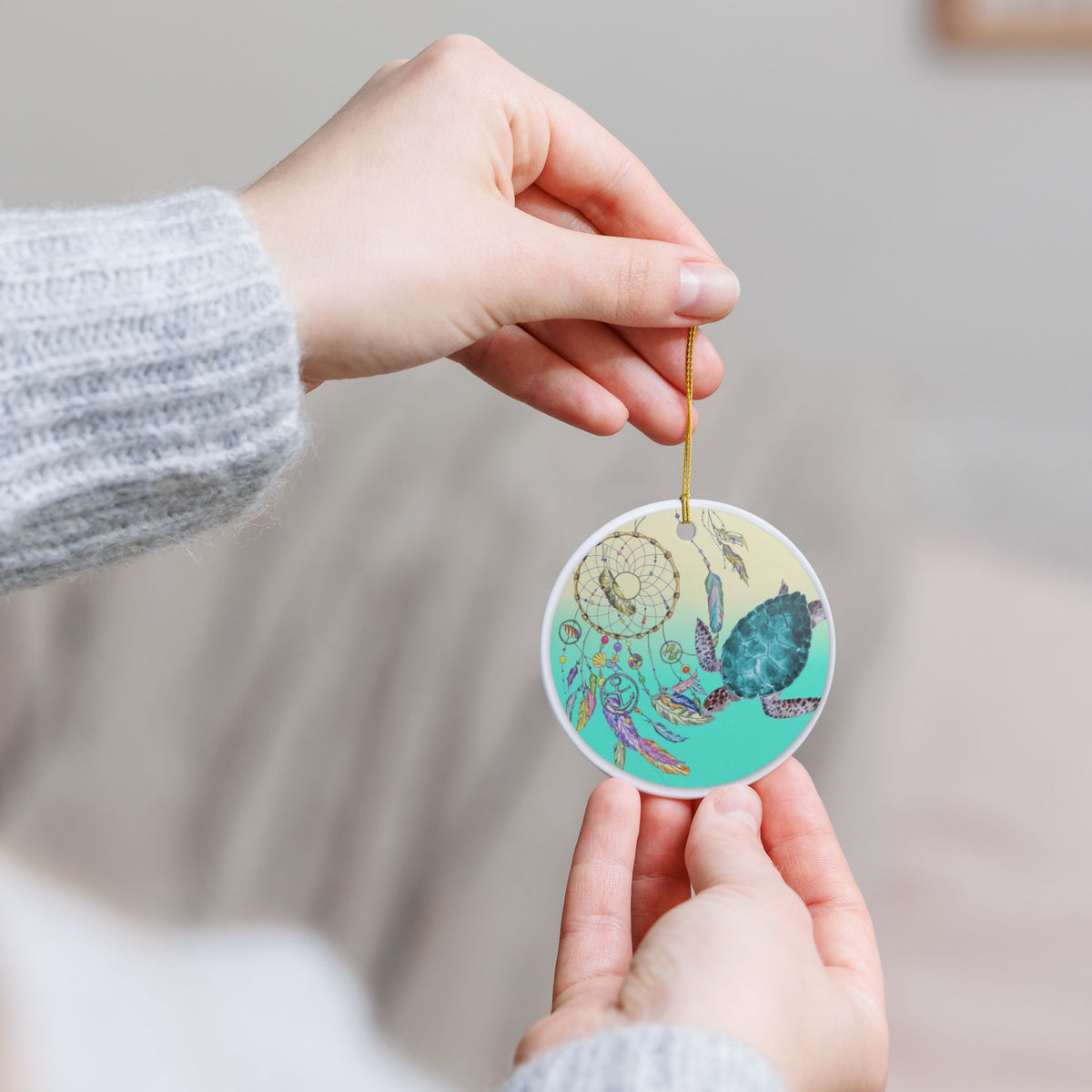 Turtle Dreams Ceramic Ornament - Coastal Decoration