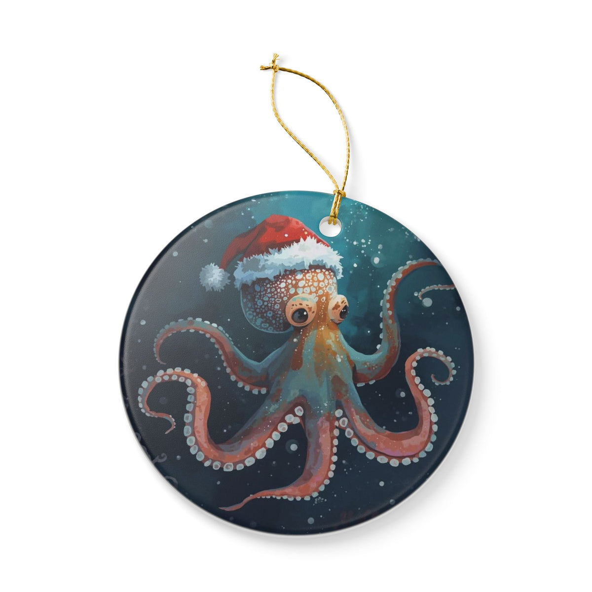 Santa-pus Ceramic Ornament - Coastal Holiday Decoration