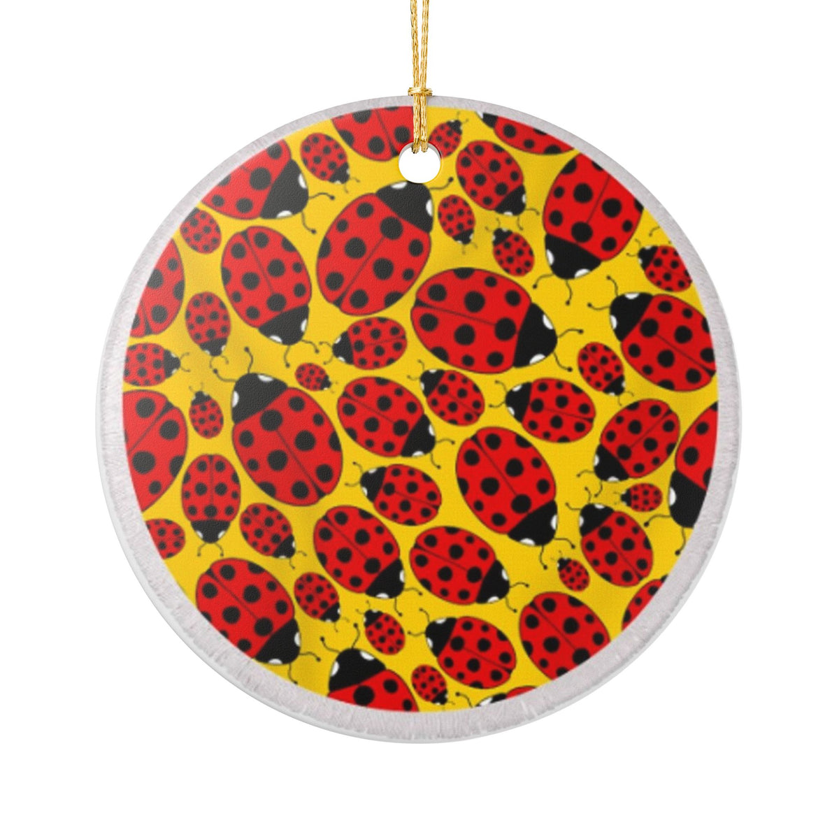 Ladybug Swarm Ceramic Ornament - Coastal Decoration