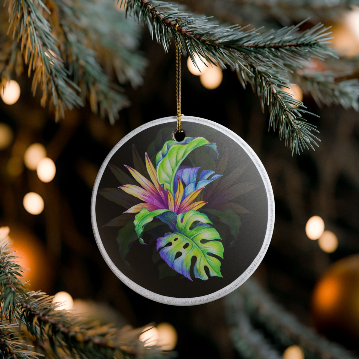 Tropical Dreamscape Ceramic Ornament - Coastal Decoration