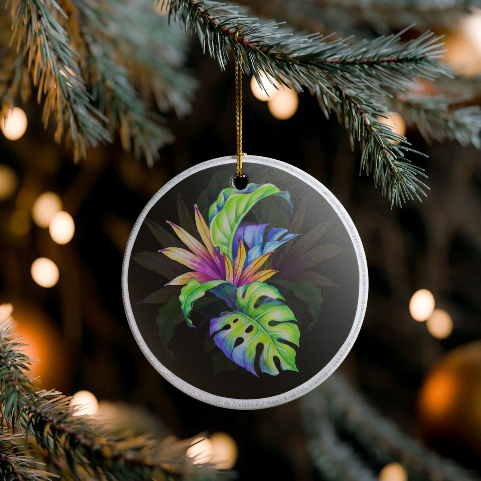 Tropical Dreamscape Ceramic Ornament - Coastal Decoration