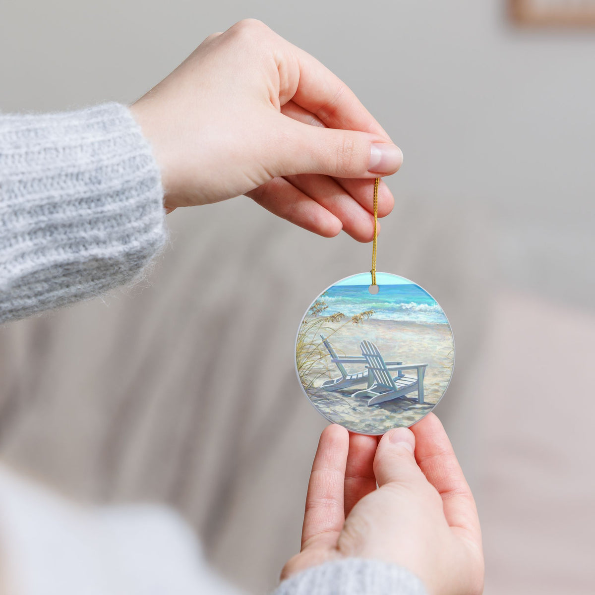Beach Life Ceramic Ornament - Coastal Holiday Decoration