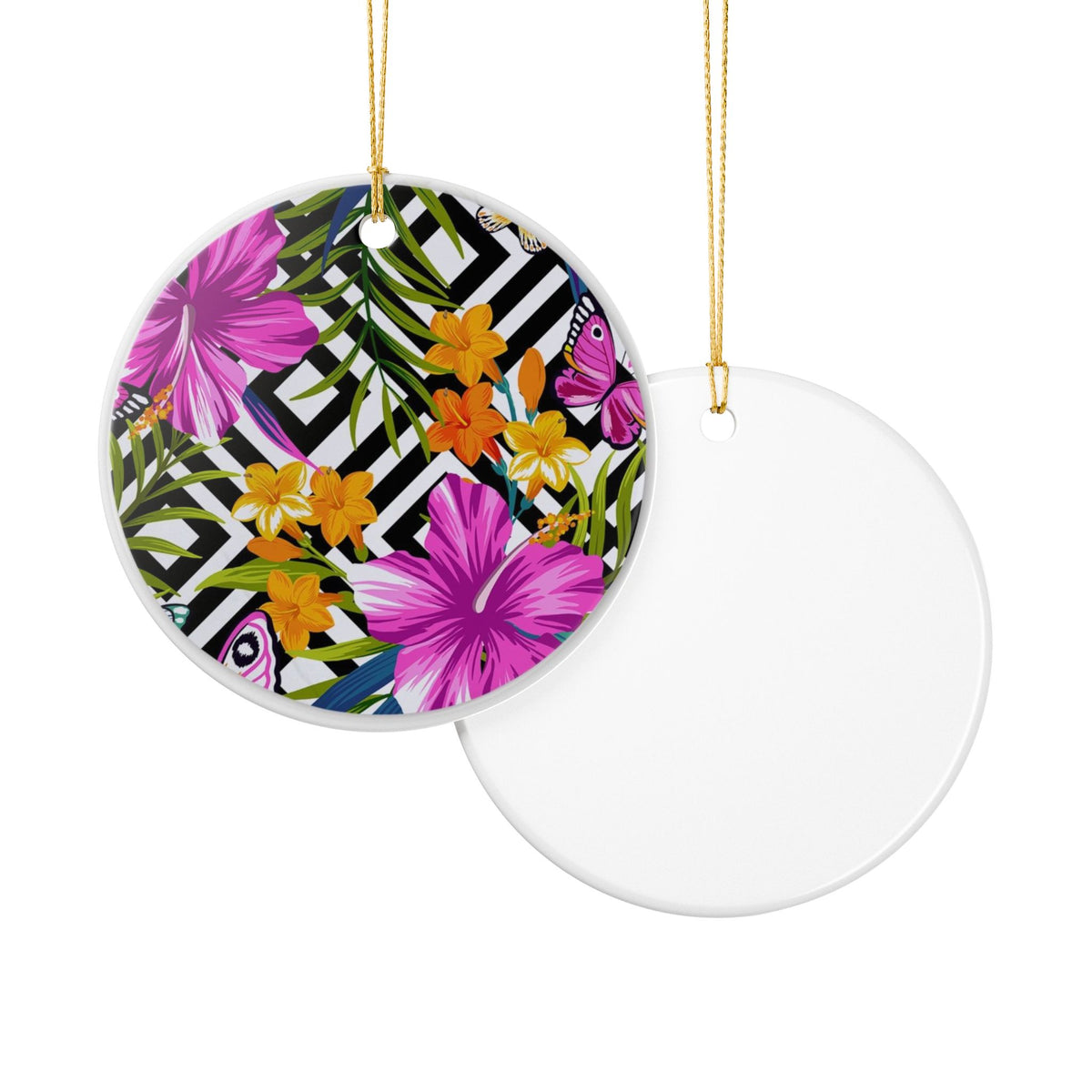Tropical Geometric Bliss Ceramic Ornament - Coastal Decoration