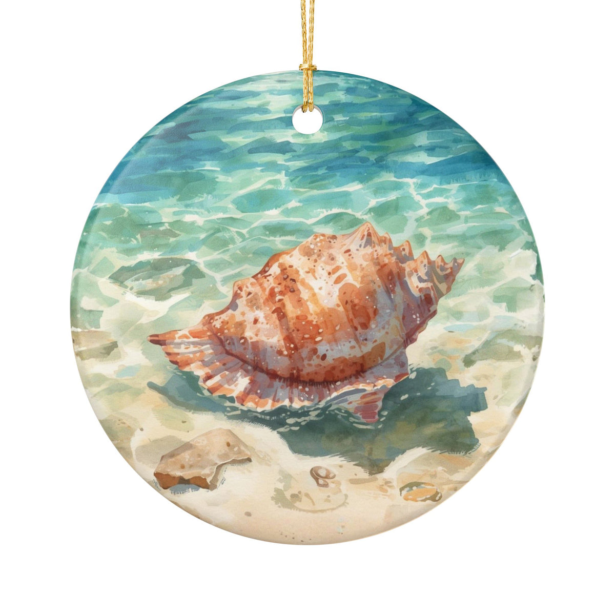 Shelly Ceramic Ornament - Coastal Holiday Decoration