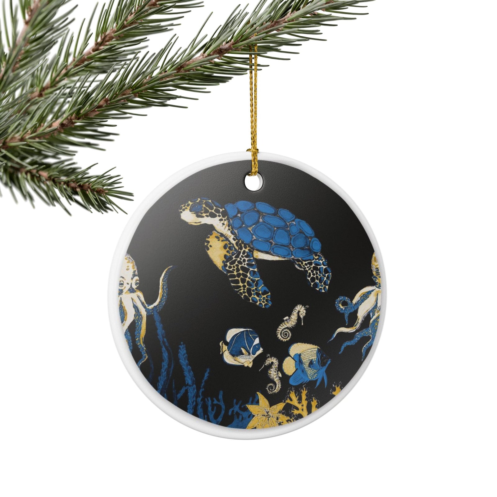 Sea of Blue Wonders Ceramic Ornament - Coastal Decoration