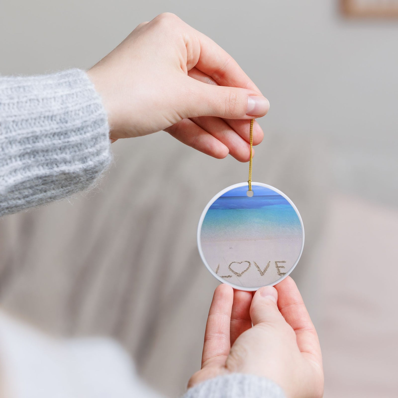 Beach Love Ceramic Ornament - Coastal Decoration