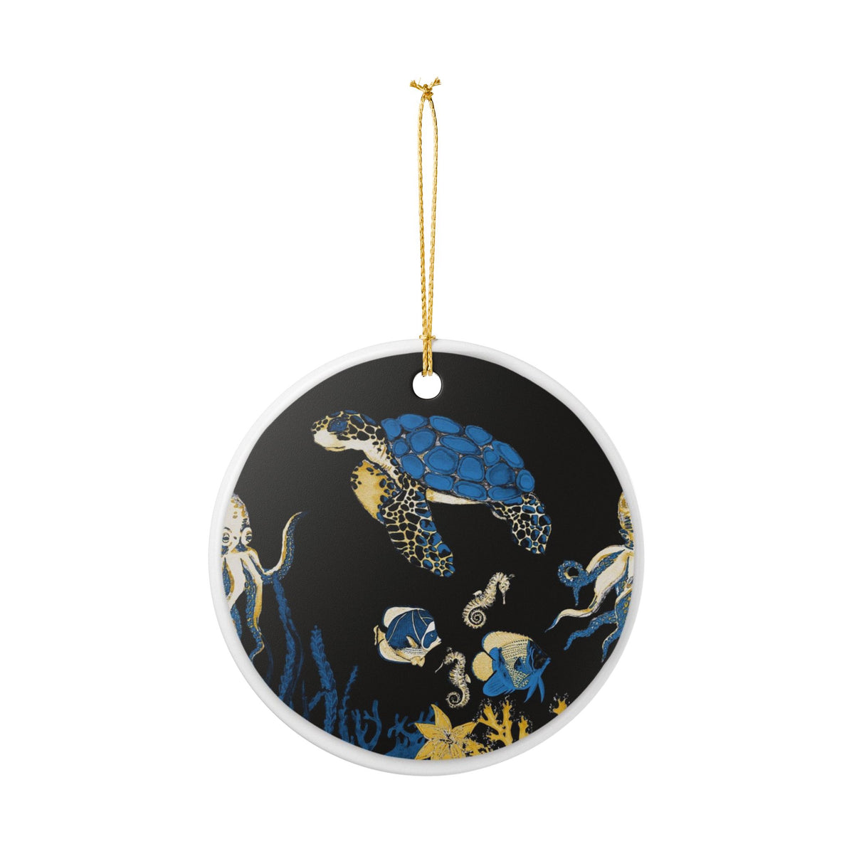 Sea of Blue Wonders Ceramic Ornament - Coastal Decoration