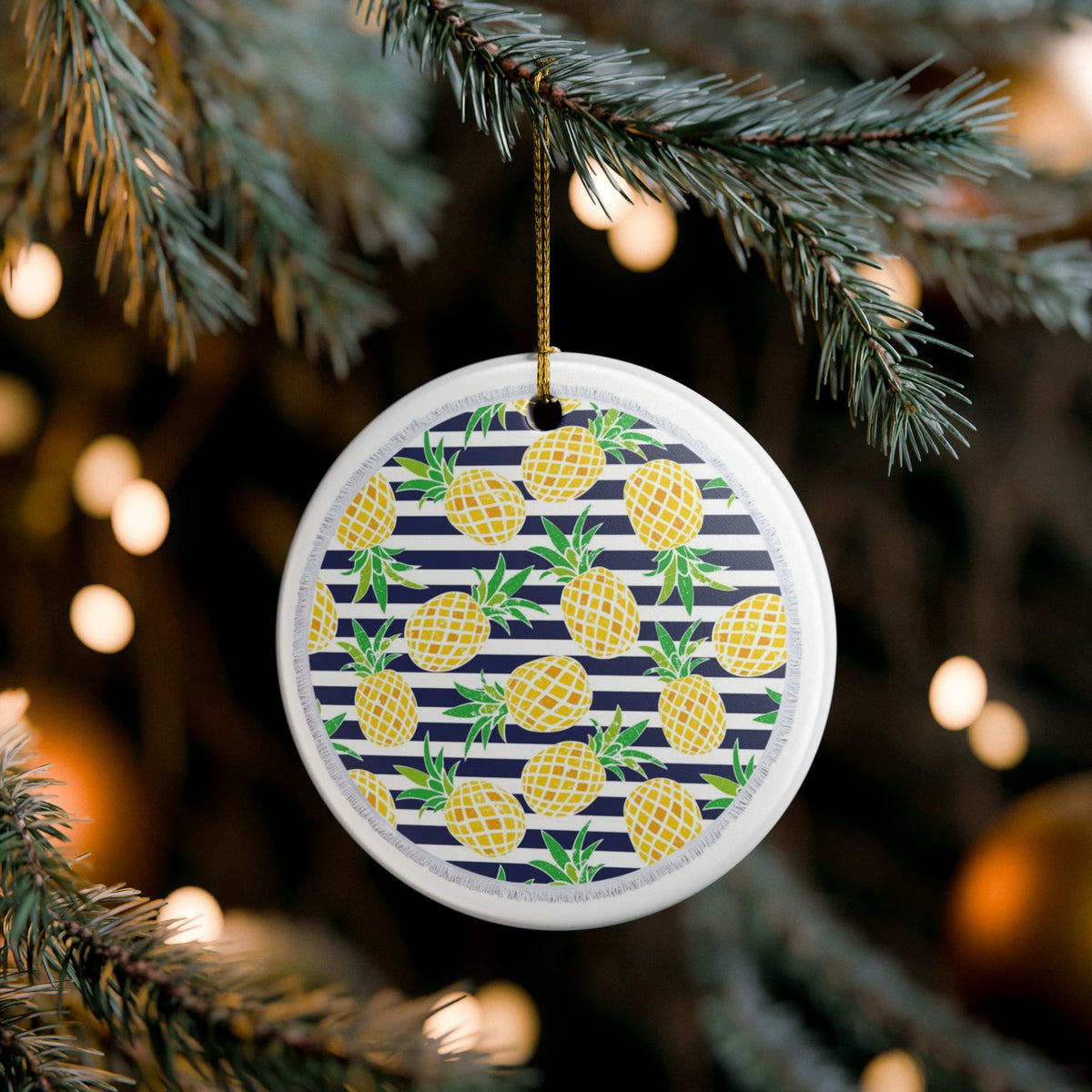 Tropical Stripes Ceramic Ornament - Coastal Decoration