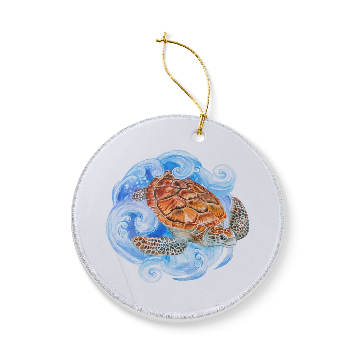 Sea Turtle's Dance Ceramic Ornament - Coastal Decoration