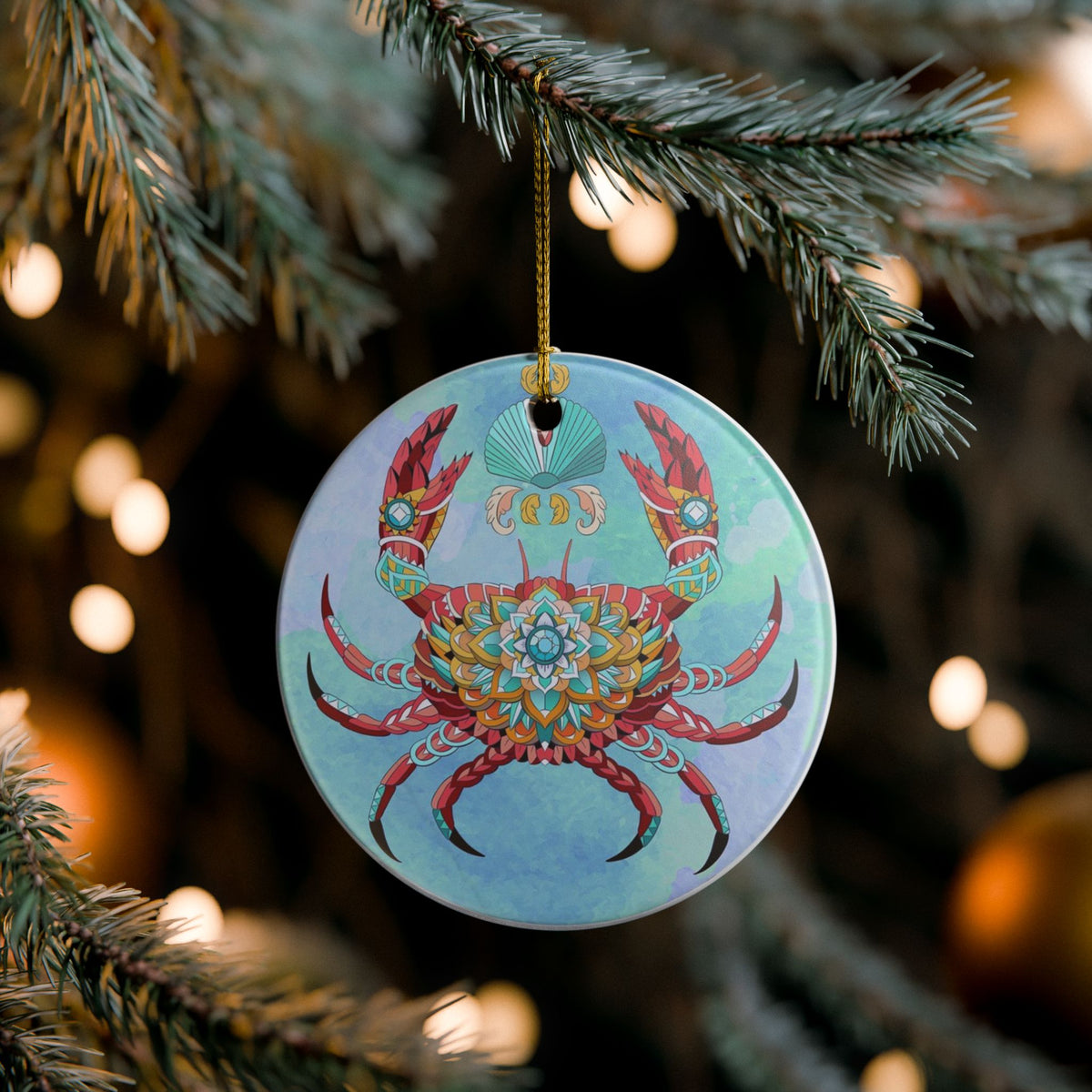 Crab Queen Ceramic Ornament - Coastal Holiday Decoration