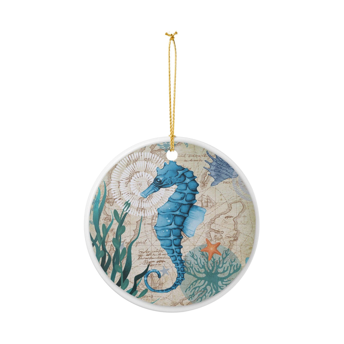 Seahorse Voyage Ceramic Ornament - Coastal Decoration