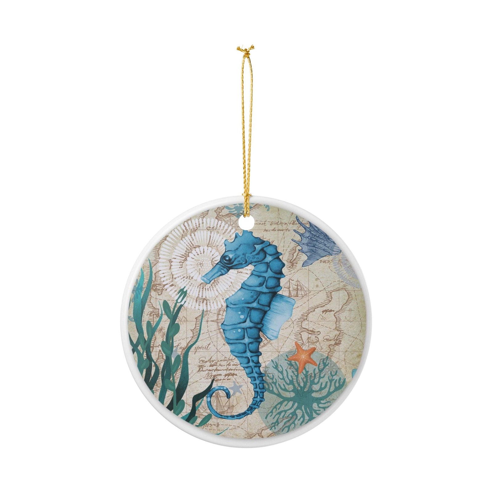 Seahorse Voyage Ceramic Ornament - Coastal Decoration