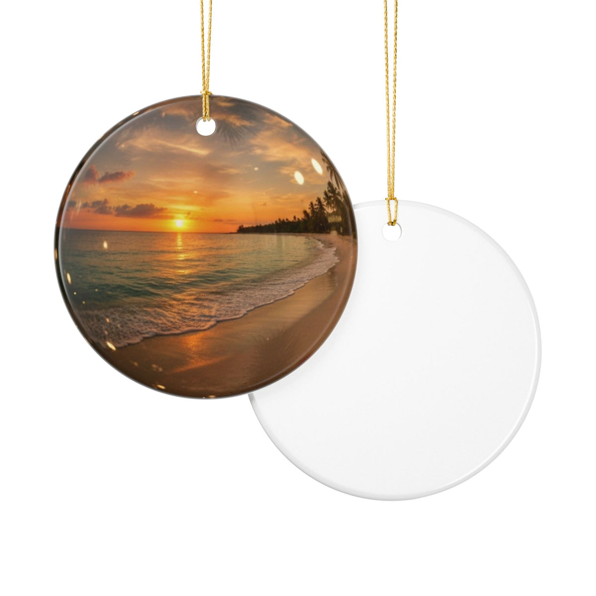 Beach Globe Ceramic Ornament - Coastal Holiday Decoration