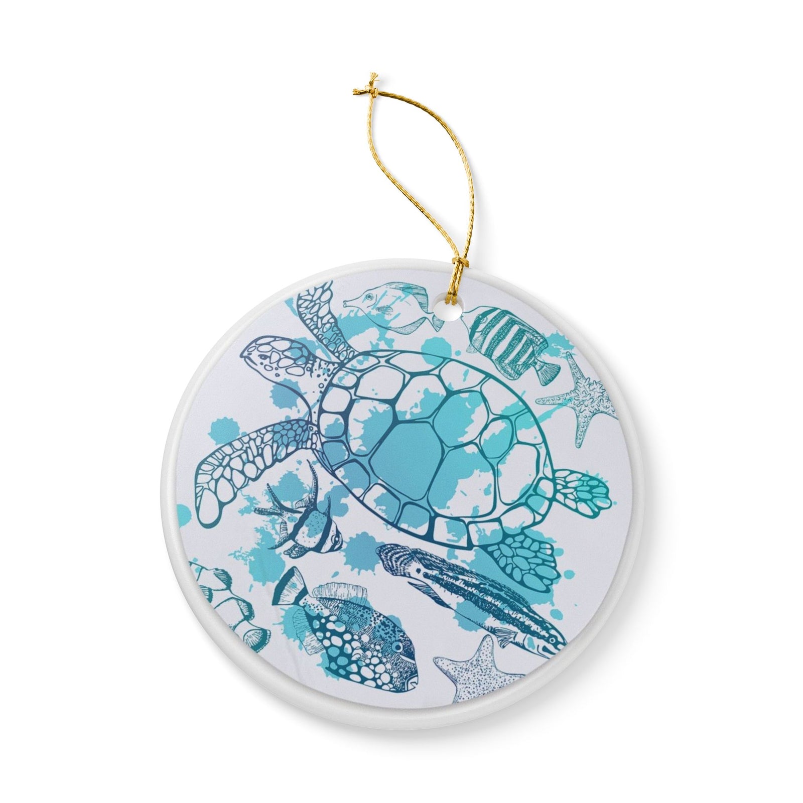 Ocean's Mosaic Ceramic Ornament - Coastal Decoration