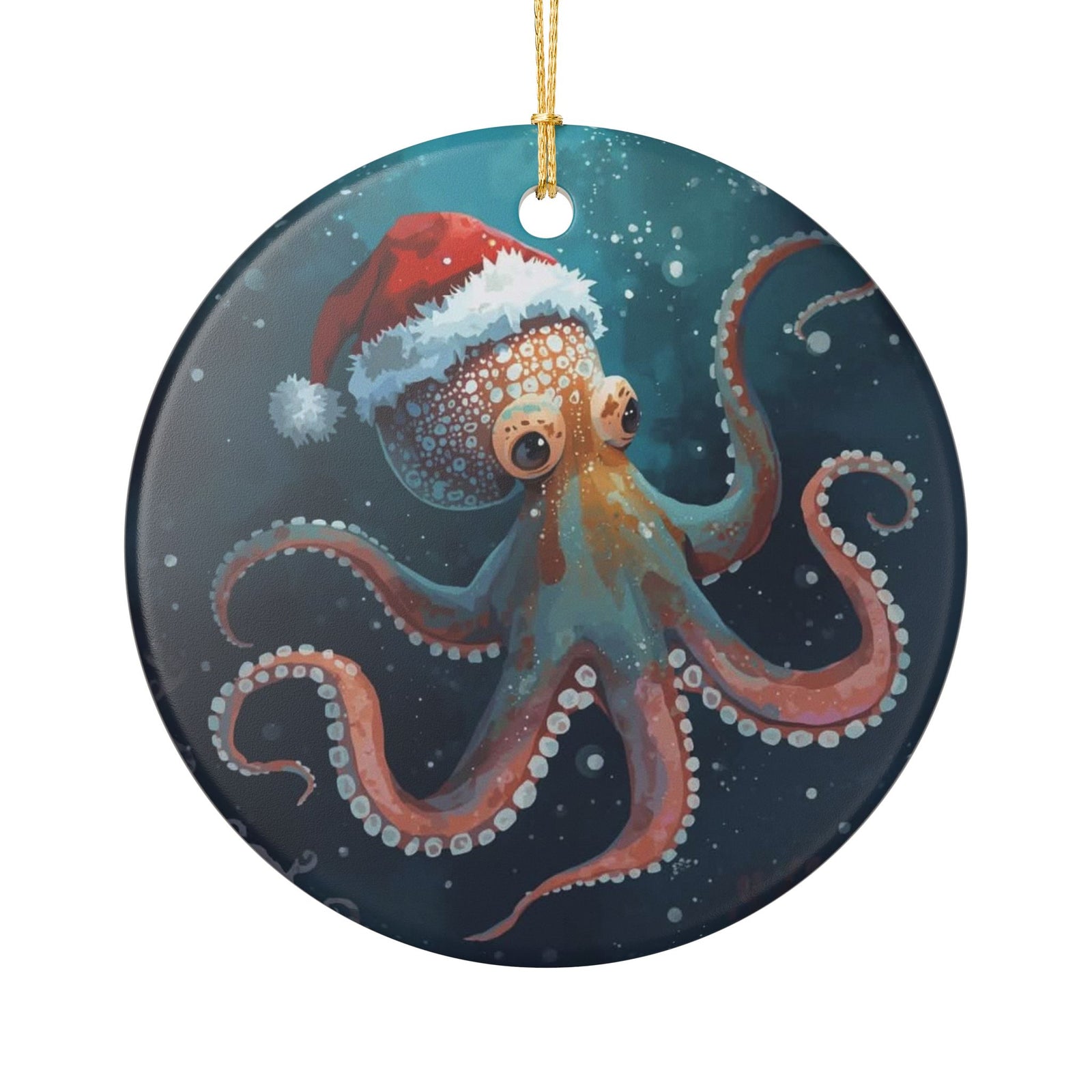 Santa-pus Ceramic Ornament - Coastal Holiday Decoration