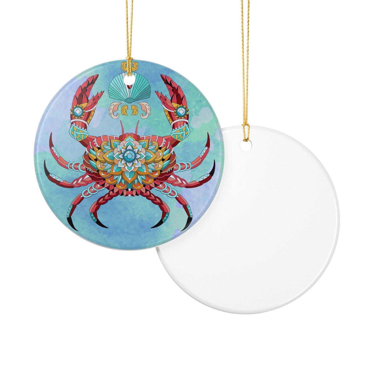 Crab Queen Ceramic Ornament - Coastal Holiday Decoration