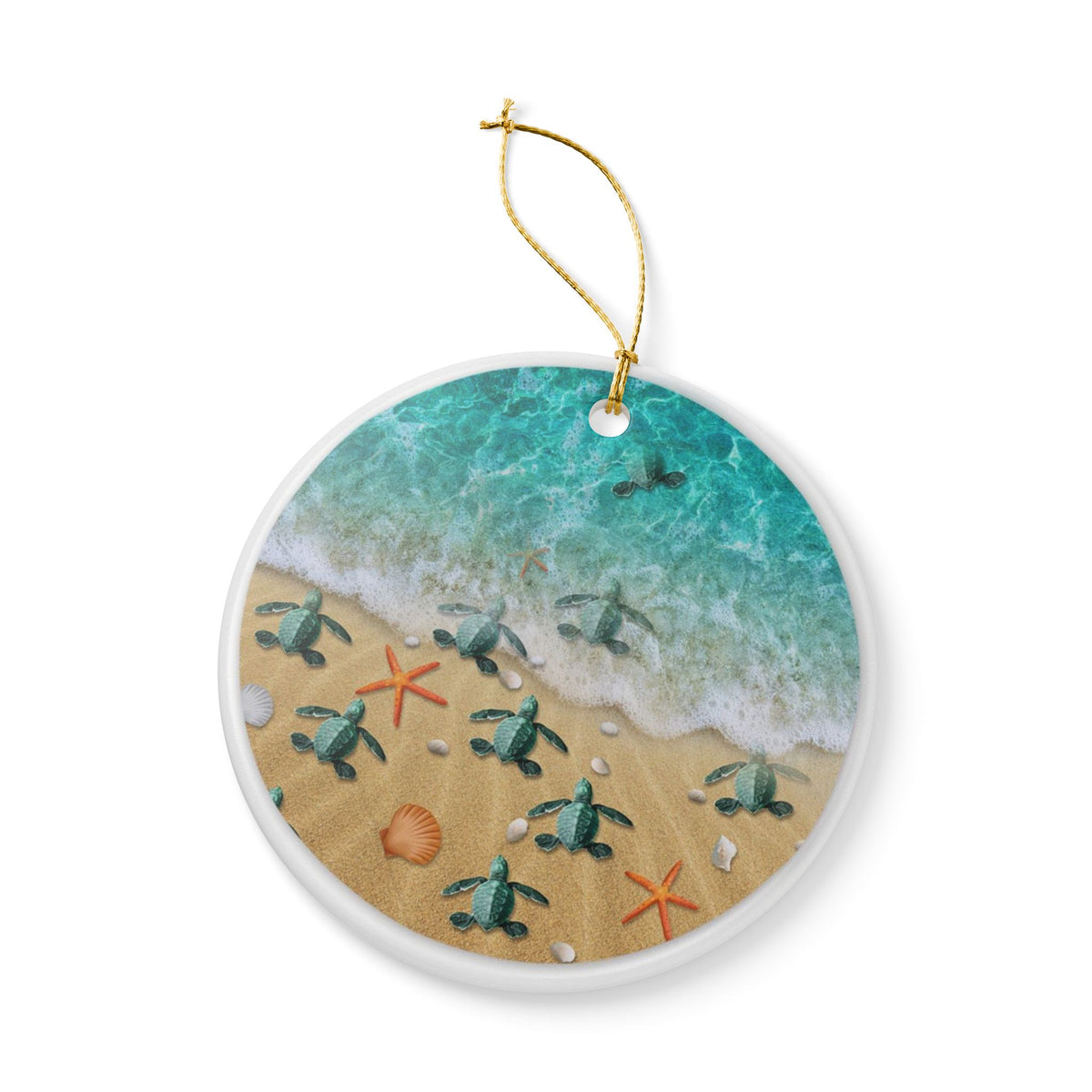 Turtle Journey Ceramic Ornament - Coastal Decoration