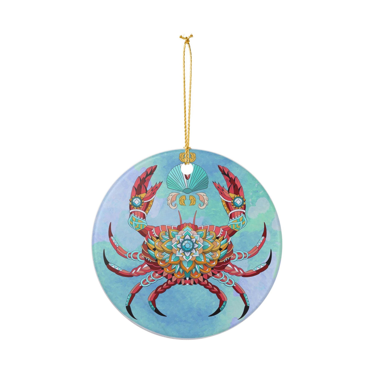 Crab Queen Ceramic Ornament - Coastal Holiday Decoration