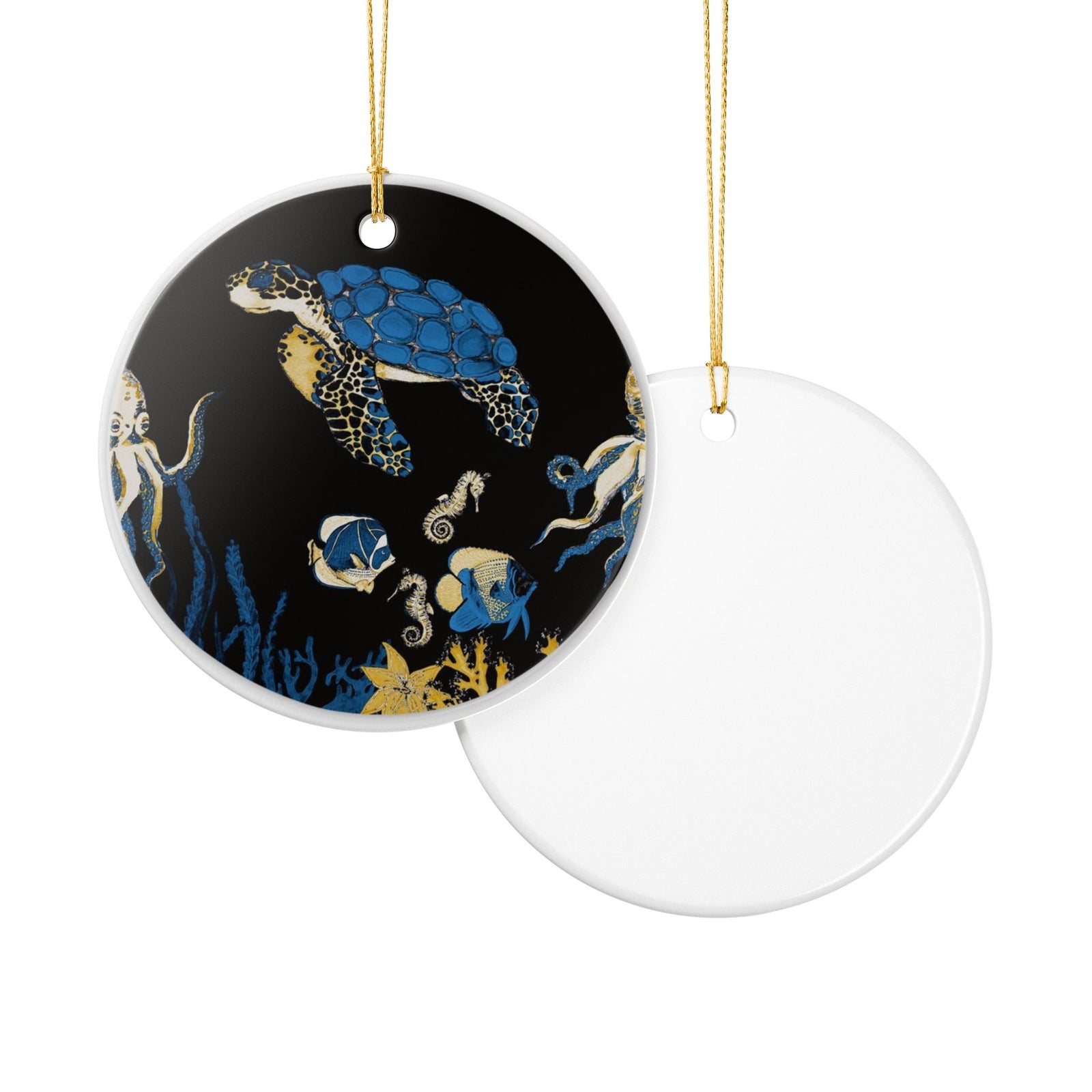 Sea of Blue Wonders Ceramic Ornament - Coastal Decoration