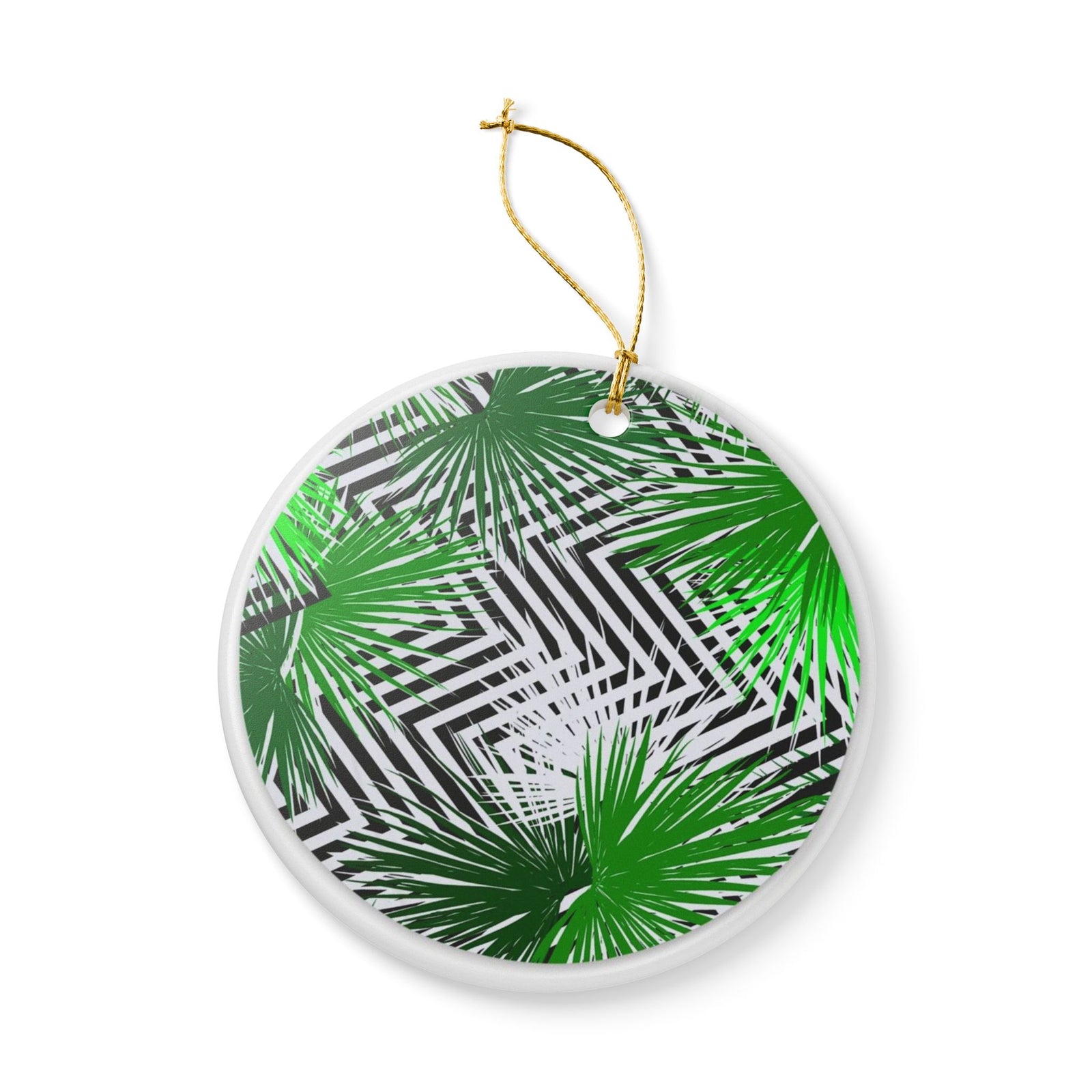 Geometric Palm Ceramic Ornament - Coastal Decoration