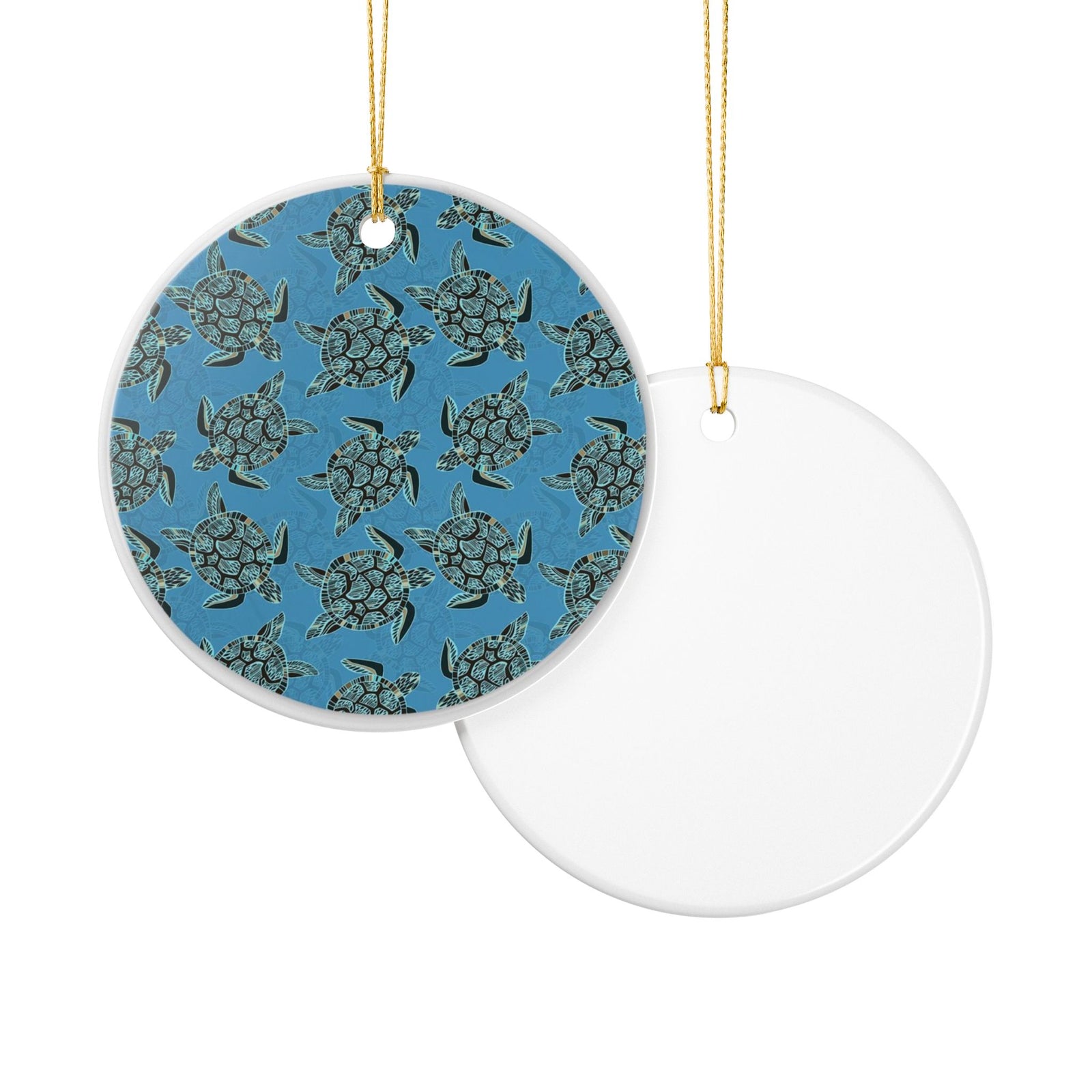 Sea Turtle Waltz Ceramic Ornament - Coastal Decoration