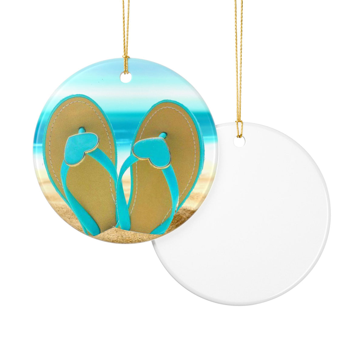 Flip Flops Ceramic Ornament - Coastal Holiday Decoration