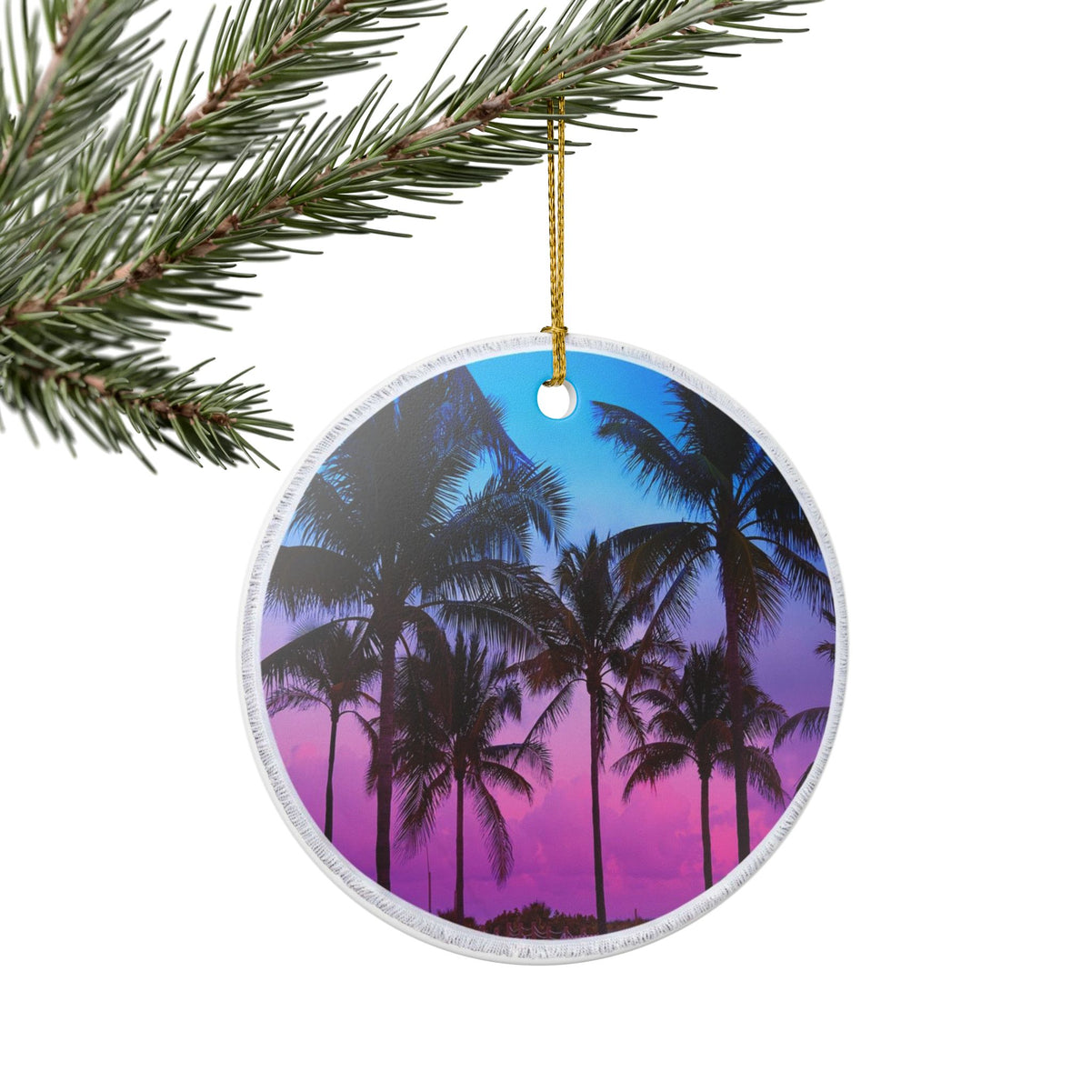 Twilight Palms Ceramic Ornament - Coastal Decoration