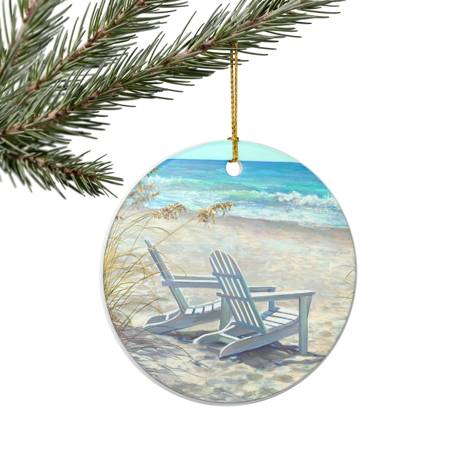 Beach Life Ceramic Ornament - Coastal Holiday Decoration