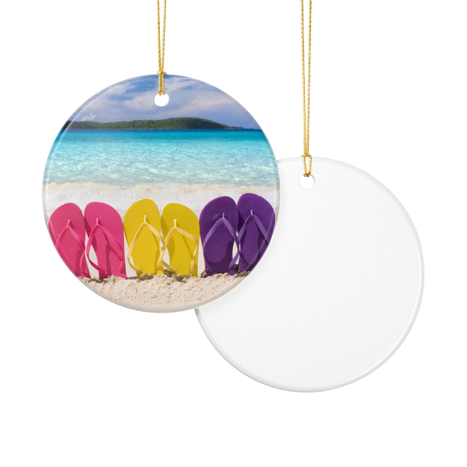 Flip Flop Friends Ceramic Ornament - Coastal Holiday Decoration