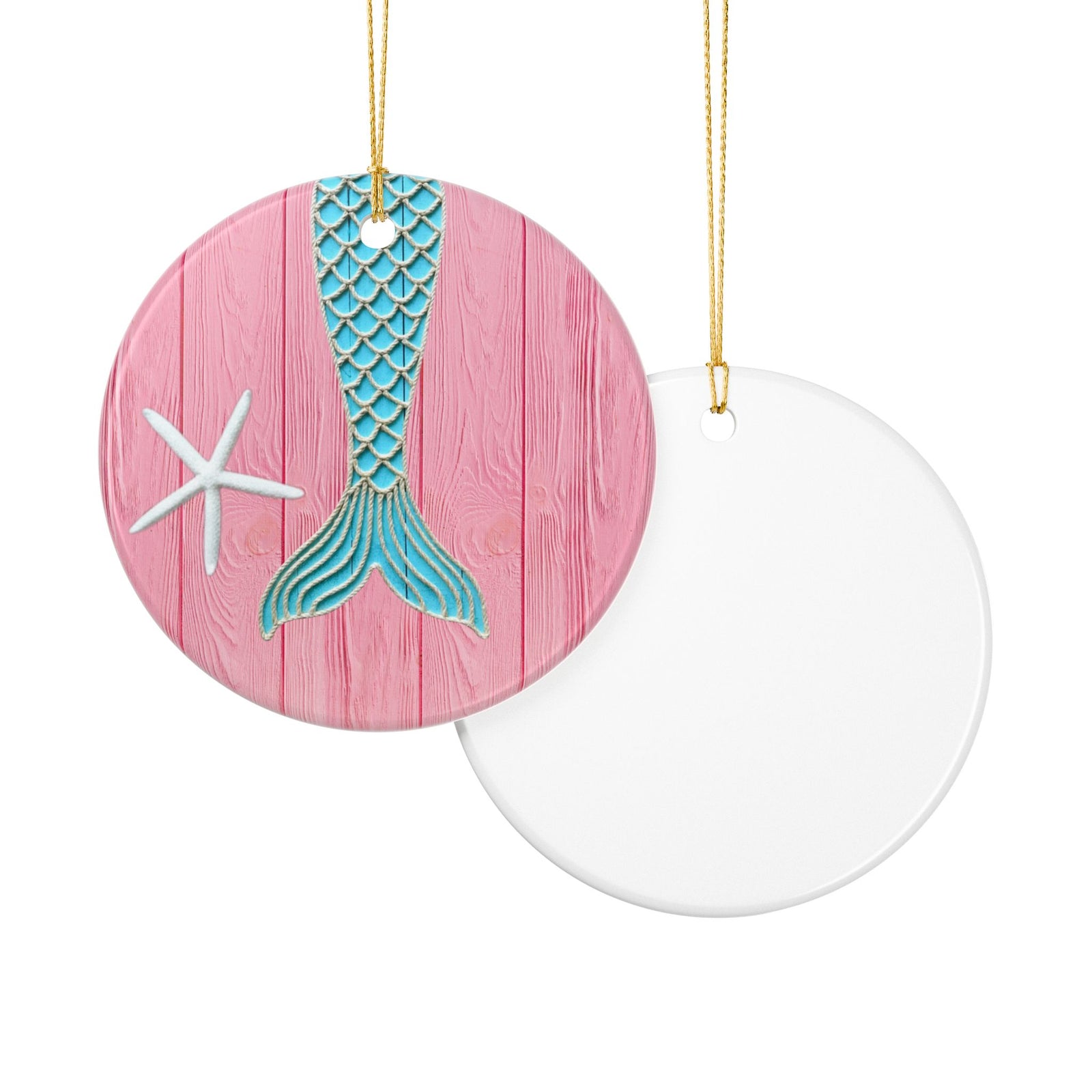 Mermaid Tail Ceramic Ornament - Coastal Holiday Decoration