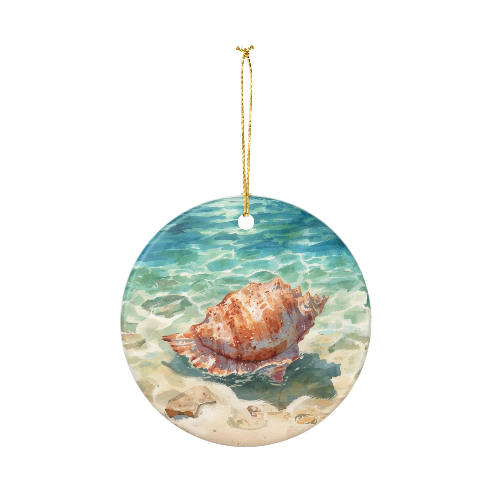 Shelly Ceramic Ornament - Coastal Holiday Decoration