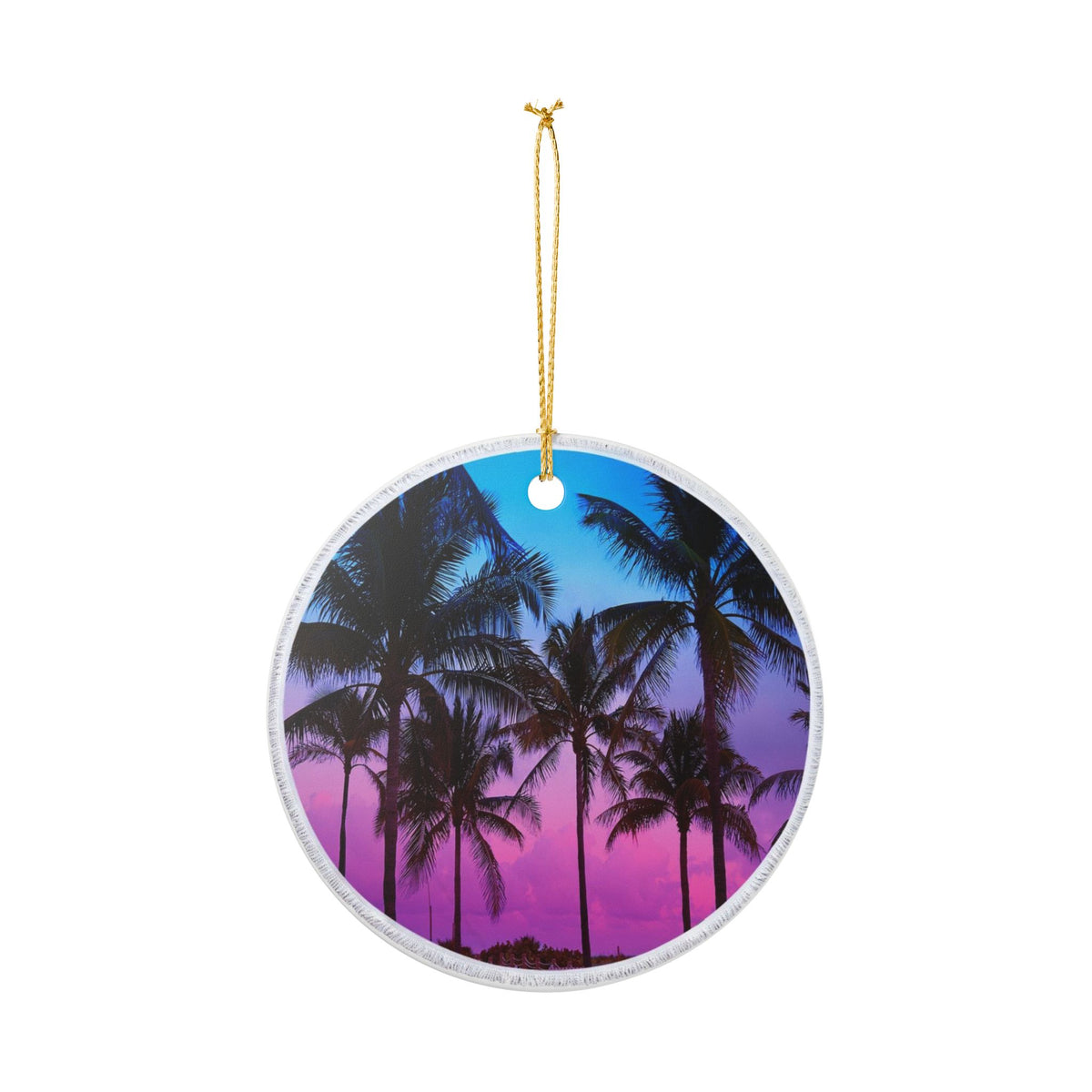 Twilight Palms Ceramic Ornament - Coastal Decoration