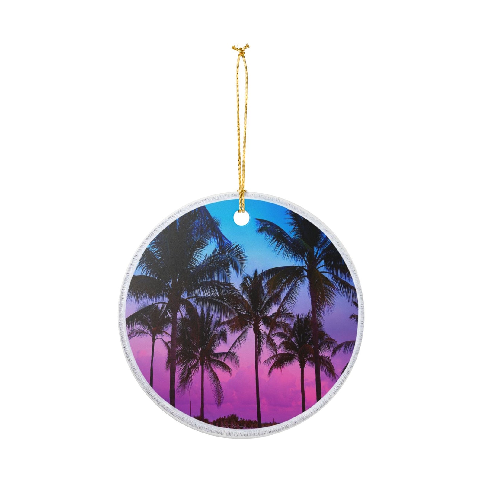 Twilight Palms Ceramic Ornament - Coastal Decoration