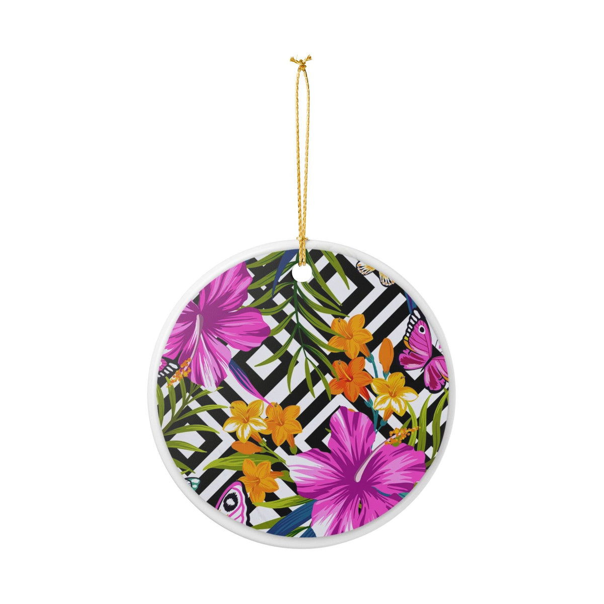 Tropical Geometric Bliss Ceramic Ornament - Coastal Decoration