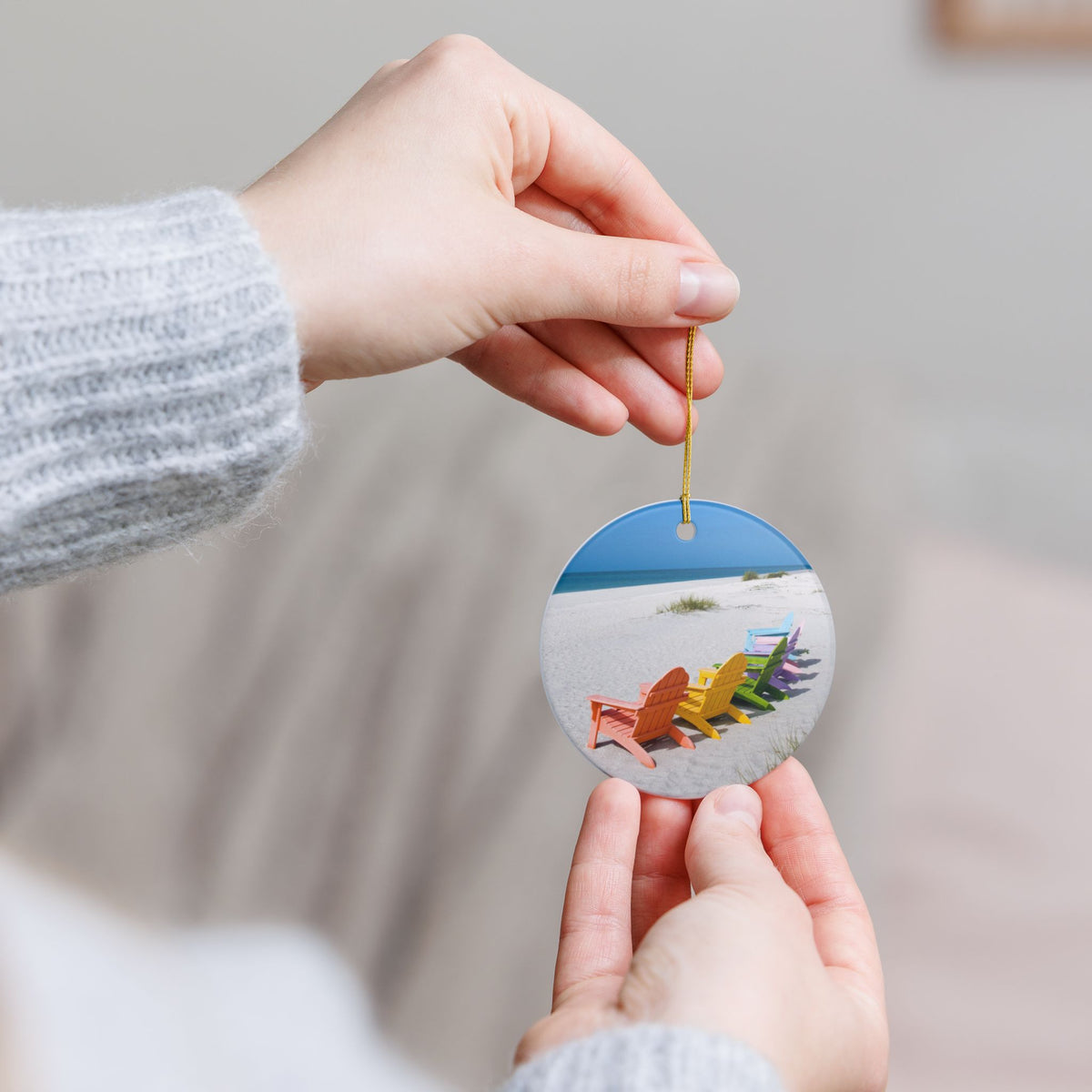 Beach Chairs Ceramic Ornament - Coastal Holiday Decoration