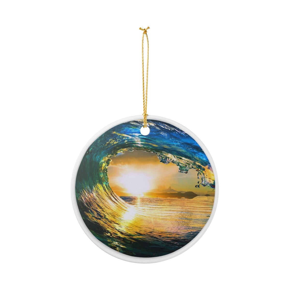 Wave's EmbraceCeramic Ornament - Coastal Holiday Decoration