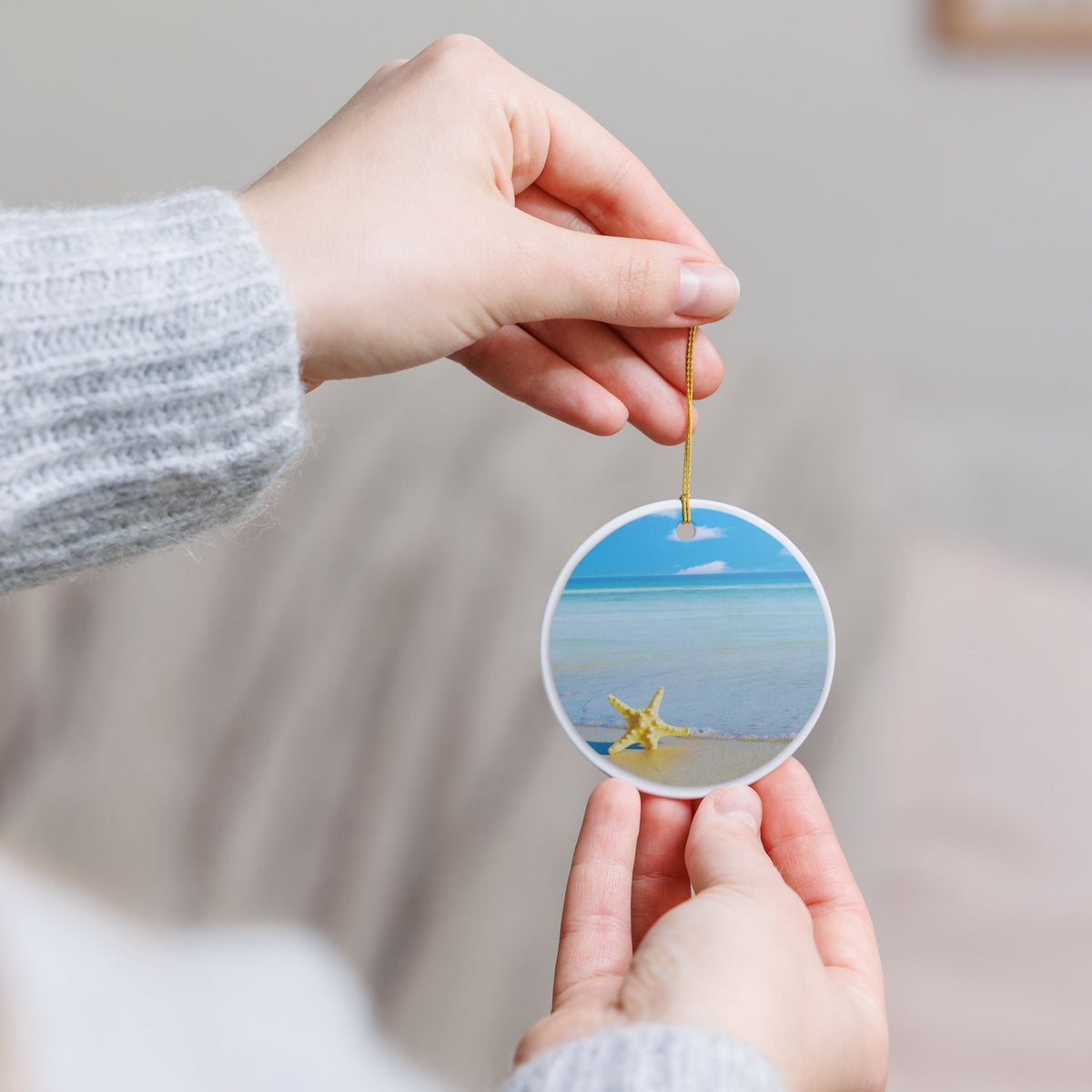 Starfish Dreams Ceramic Ornament - Coastal Holiday Decoration