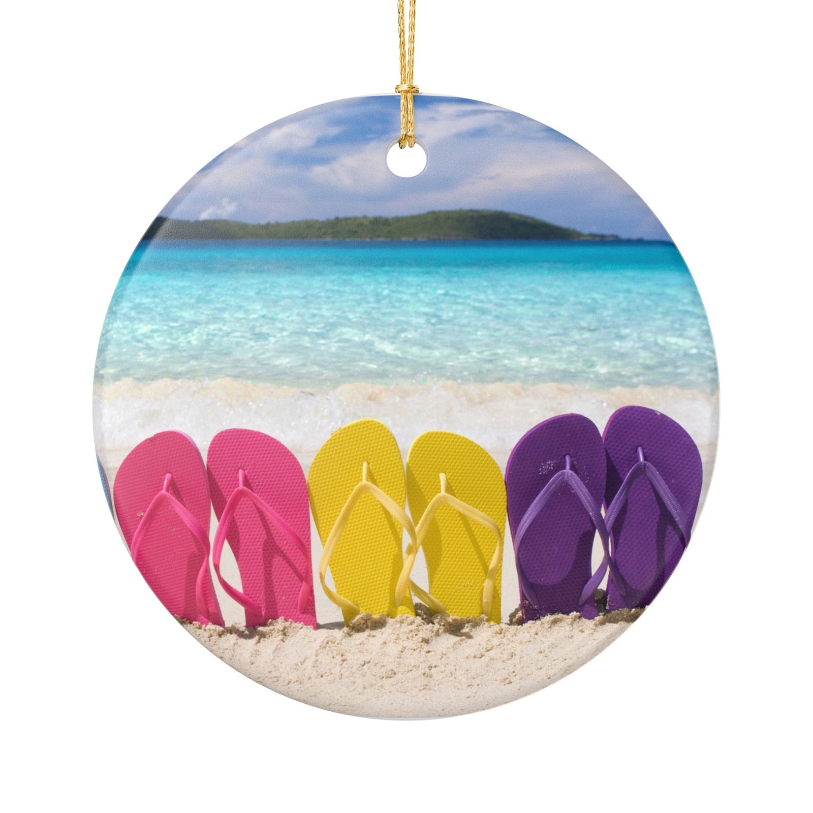 Flip Flop Friends Ceramic Ornament - Coastal Holiday Decoration