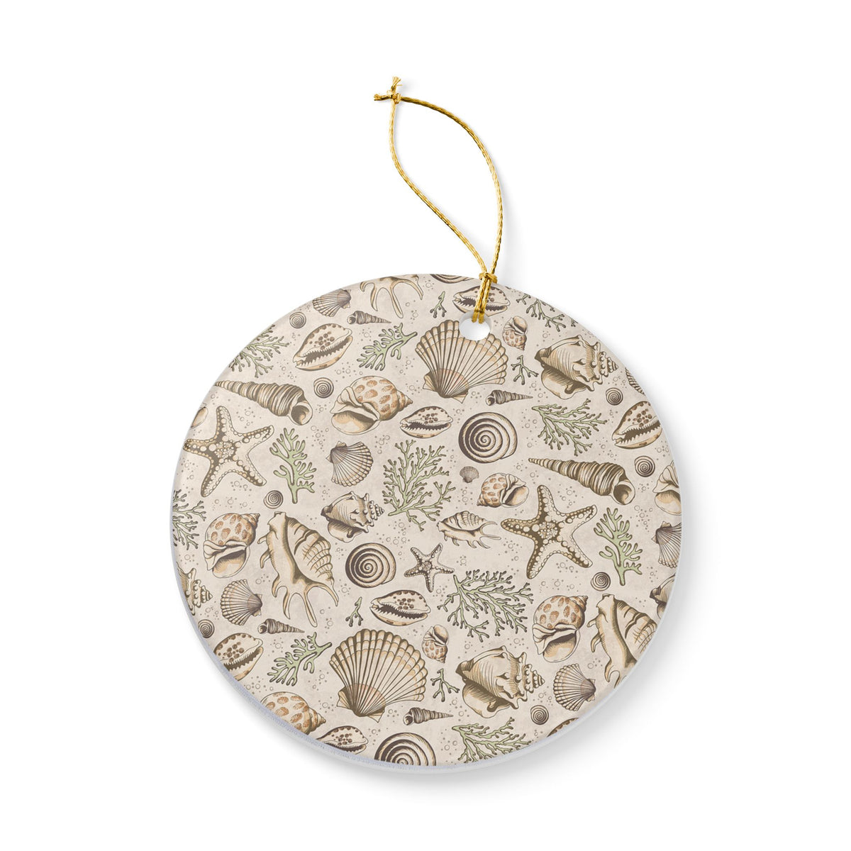 Seashells Ceramic Ornament - Coastal Holiday Decoration